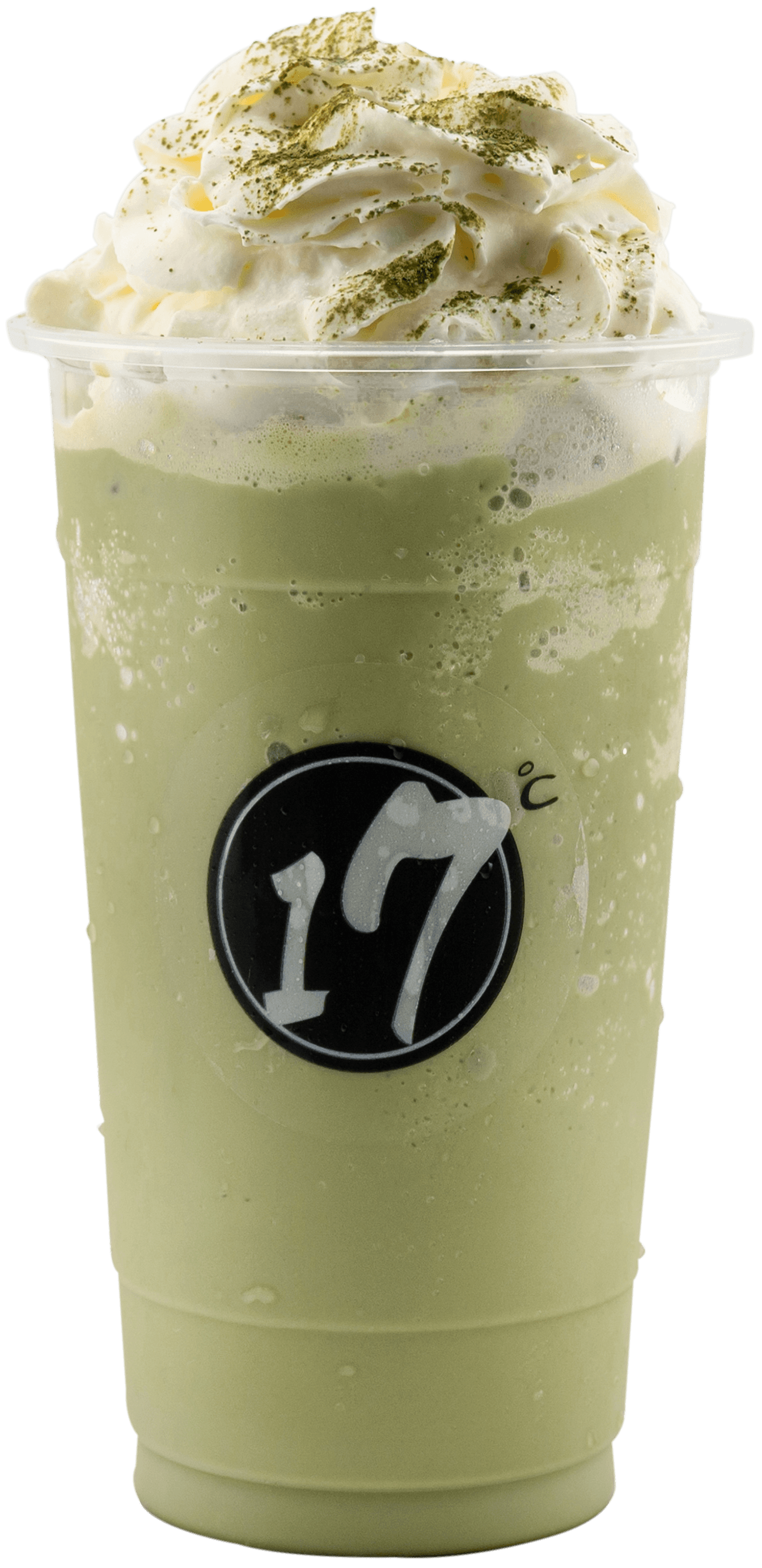 Matcha green tea frappe with whipped cream at 17˚C Café Vancouver